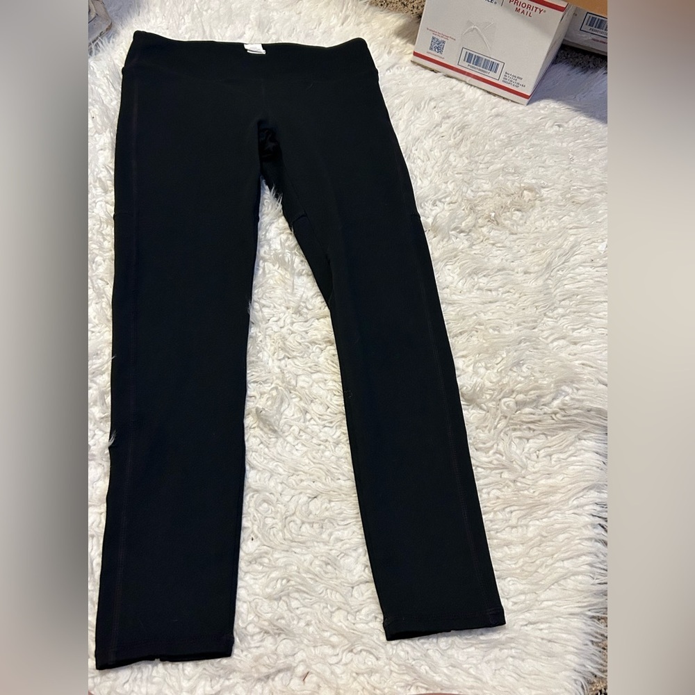 Fabletics Solid Black Leggings Mesh Down Center E… - image 3